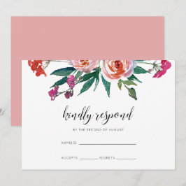 Chic Watercolor Floral Wedding RSVP Einladung