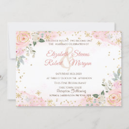 Chic Watercolor Flowers Snowflakes Wedding  Einladung