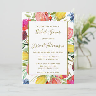 Chic Watercolor Garden Blume Brautparty Einladung