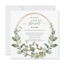 Chic Watercolor Greenerity Gold Baby Dusche