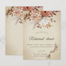 Chic Watercolor Herbst Blume Probe Abendessen Einladung