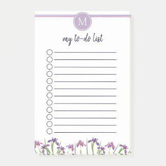 Chic Watercolor IIs Blume To Do List Monogramm Post-it Klebezettel