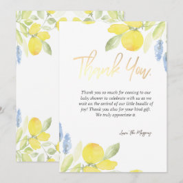 Chic Watercolor Lemons Dankeskarte