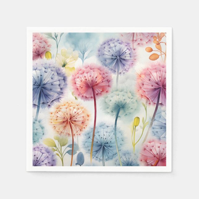 Chic Watercolor Lüstern Blumenmuster Serviette (Vorderseite)