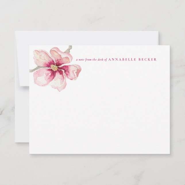 Chic Watercolor Magnolia Mitteilungskarte (Vorderseite)