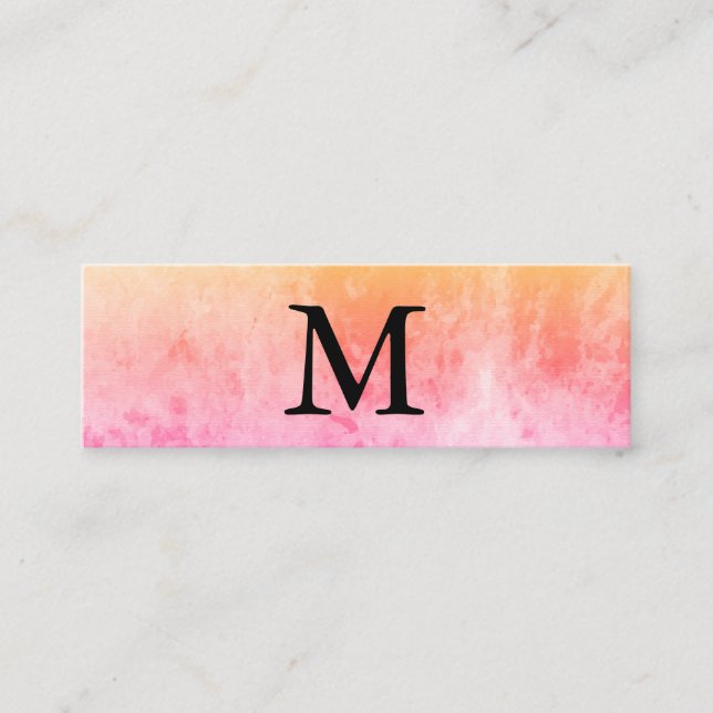 Chic Watercolor mit Monogramm Mini Visitenkarte (Vorderseite)