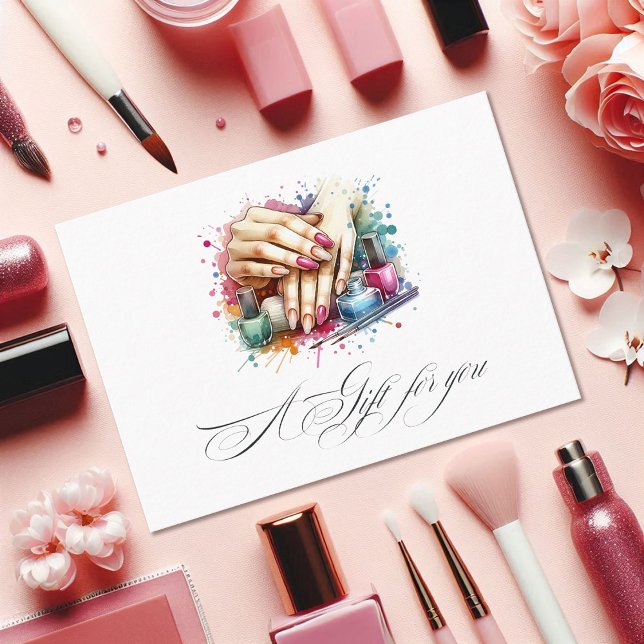 Chic Watercolor Nail Salon Certificat cadeau (Chic Watercolor Nail Salon Gift Certificate)