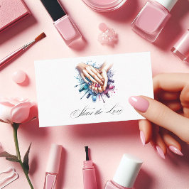 Chic Watercolor Nail Salon Referenz Empfehlungskarte