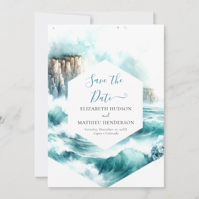 Chic Watercolor Nautical Wedding Save The Date (Vorderseite)