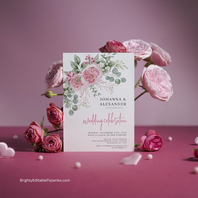 Chic Watercolor Peony Elegante Hochzeit Einladung (Elegance unfolds in every petal. Customize your love story with our Chic Watercolor Peony invite.)