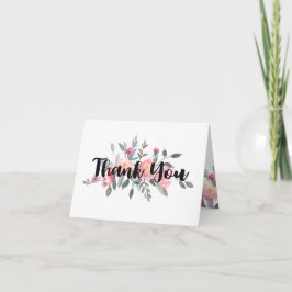 Chic Watercolor Peony Floral Wedding Vielen Dank Dankeskarte