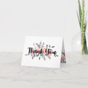Chic Watercolor Peony Floral Wedding Vielen Dank Dankeskarte