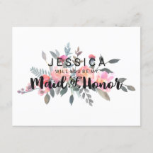 Chic Watercolor Peony werden Sie meine Trauzeugin 