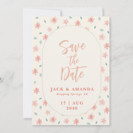 Chic Watercolor Pink Blumenzehen Speichern Sie das Einladung