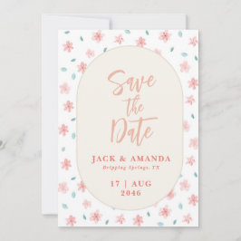 Chic Watercolor Pink Blumenzehen Speichern Sie das Einladung