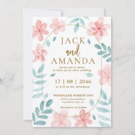 Chic Watercolor Pink Blumenzettel Einladung