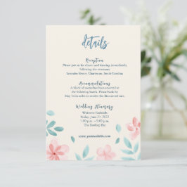 Chic Watercolor Pink Blütendetails Umschließkarte Begleitkarte