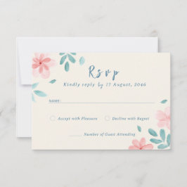 Chic Watercolor Pink Wedding Einladung RSVP Cards
