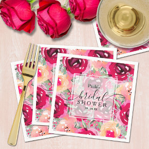 Chic Watercolor Rosa Brautparty Serviette