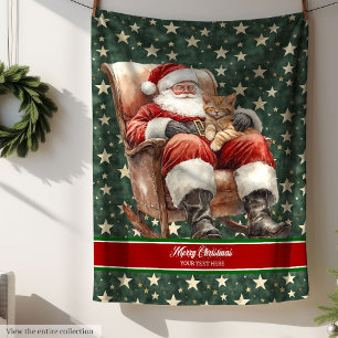 Chic Watercolor Santa Claus Throw für die Familie Fleecedecke
