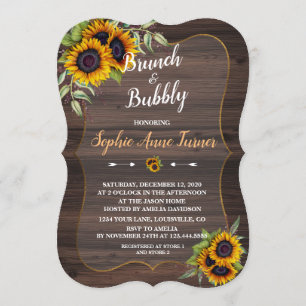 Chic Watercolor Sonnenblumen Brunch & Bubbly Einladung