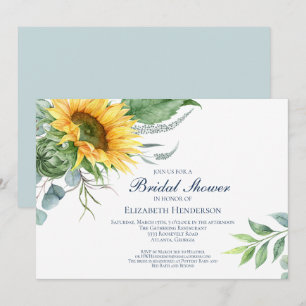 Chic Watercolor Sonnenblumengrün Brautparty Einladung