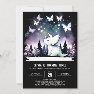 Chic Watercolor Triceratops Geburtstag Einladung