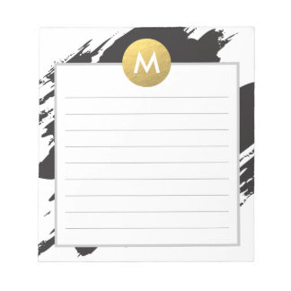 Chic Watercolor und Gold Monogram Notizblock