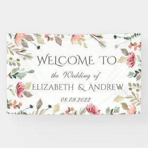 Chic Watercolor Wildblume Hochzeit Banner