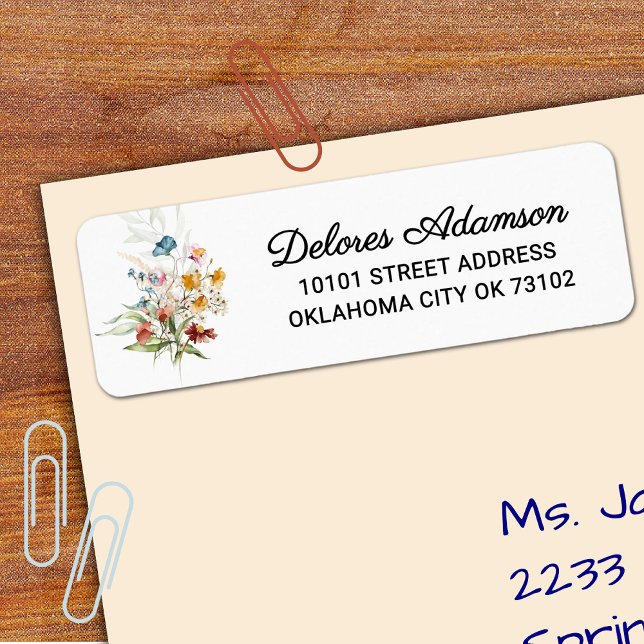 Chic Watercolor Wildblumen Floral Bouquet Adresse (Von Creator hochgeladen)