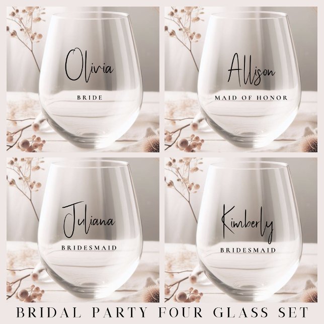 Chic Wedding Brautparty Weinglas Ohne Stiel (Von Creator hochgeladen)
