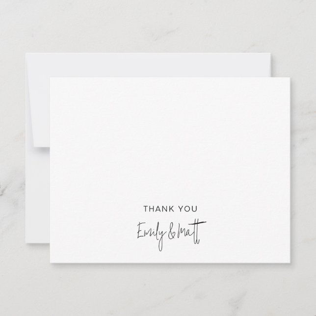 Chic Wedding danke Ihnen White Flat Note Card Mitteilungskarte (Vorderseite)
