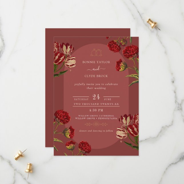 Chic Wedding Einladung mit kleinem Detail (Vorderseite/Rückseite Beispiel)