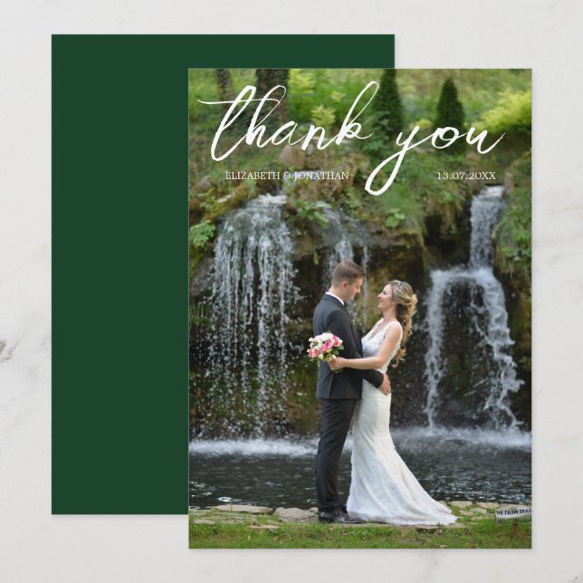 Chic Wedding Foto Danke-Card Dankeskarte (Vorne/Hinten)