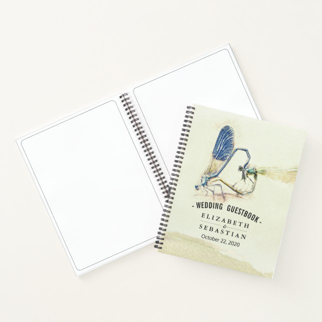 Chic Wedding Guestbook Dragonfly Paating Liebe Her Notizbuch (Innenseite)