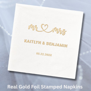 Chic Wedding Mr & Mrs Real Gold Servietten Mit Folie