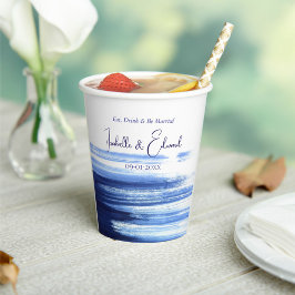 Chic Wedding Reception Table Décor Navy Wasserfarb Pappbecher