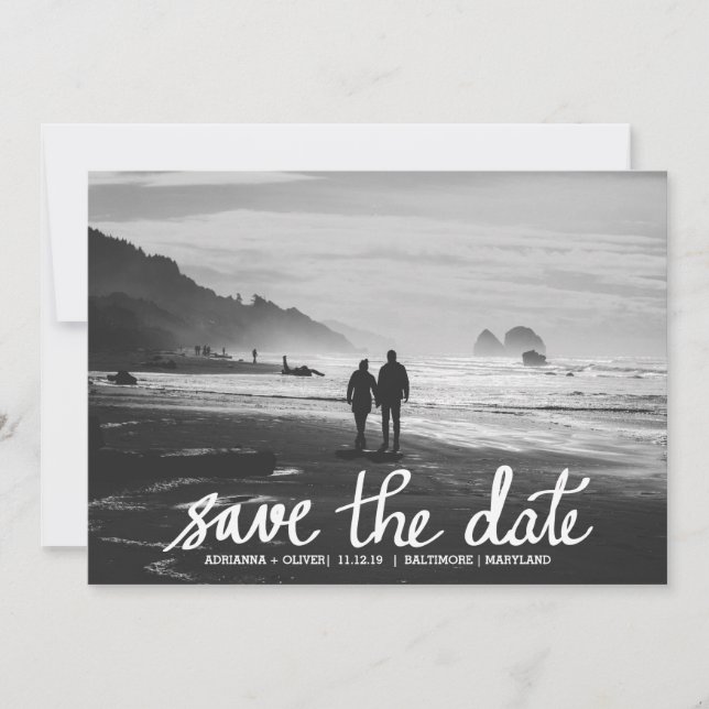 Chic Wedding Save the Date Handgeschriebenes Foto (Vorderseite)