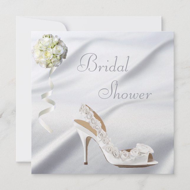 Chic Wedding Shoe & Bouquet Brautparty Einladung (Vorderseite)
