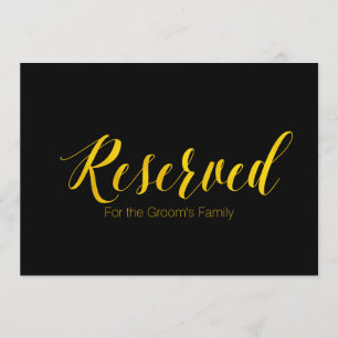 Chic Wedding Sign "Reserviert für Groom's Family" Einladung