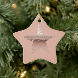 Chic Weihnachtsmetall Rose Goldstar Kastanie Keramik Ornament