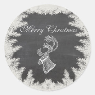 Chic Weihnachtsreiniger Winter in Chalkboard Runder Aufkleber