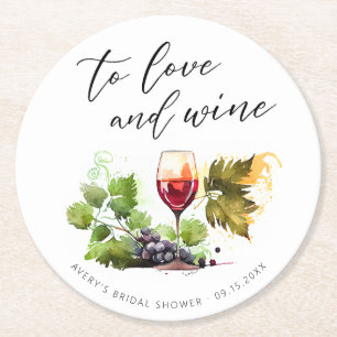 Chic Weingut Aquarell Weinglas Runder Pappuntersetzer