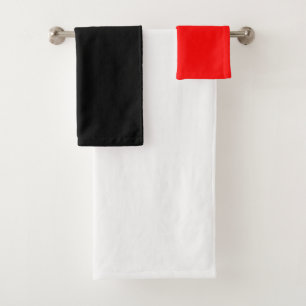 Chic Weiße, Schwarze und Rote Badehandtuch-Set – 3 Badhandtuch Set