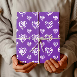 Chic Weißer Leopard Gepard Herz Traube Geschenkpapier
