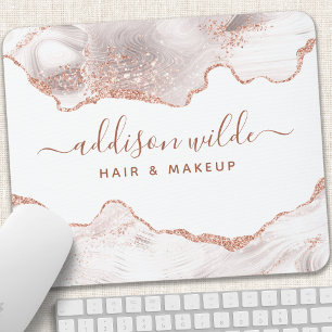 Chic Weißer Marmor Achat Roségold Glitter Mousepad