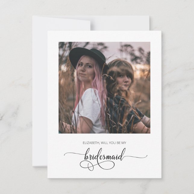 Chic werden Sie meine Bridesmaid-Foto-Karte sein Dankeskarte (Vorderseite)