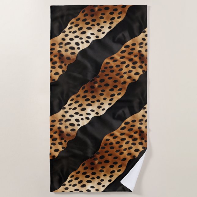Chic Western Black Brown Cowhide Strandtuch (Vorderseite)