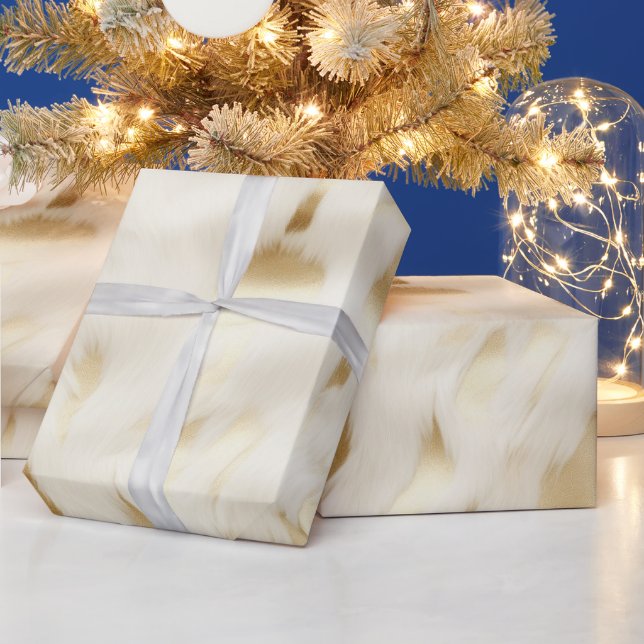 Chic Western Gold Weißes Creme Cowhide Geschenkpapier (Feiertage)