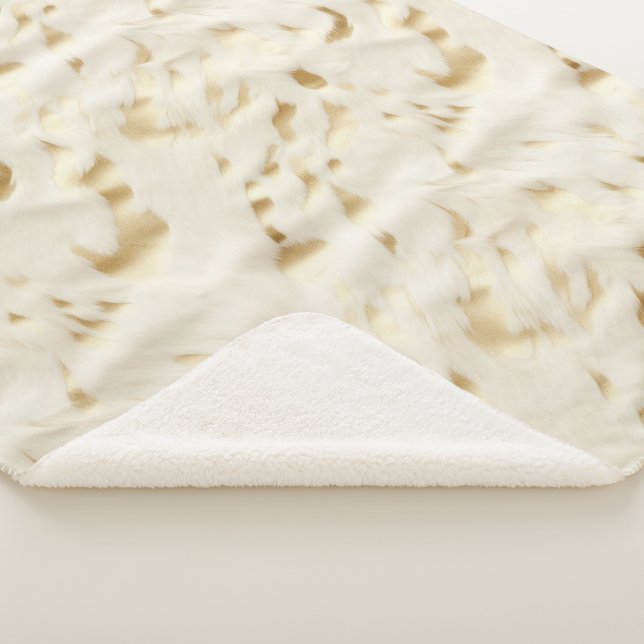 Chic Western Gold Weißes Creme Cowhide Sherpadecke (3/4)